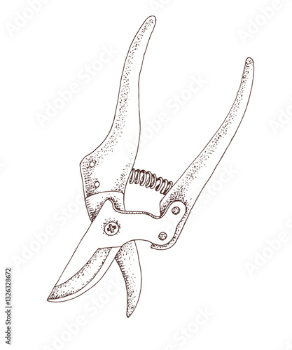 Garden scissors hand drawn vector illustration