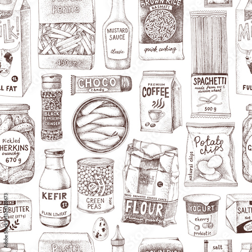 Seamless pattern of food packaging