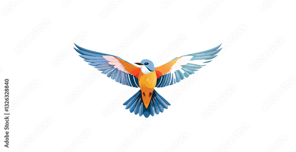 Obraz premium Fly bird Rainbow color logo design.