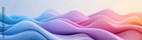 Abstract Colorful Soft Wavy Fluid Forms with Smooth Gradient Background