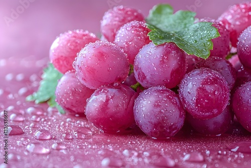Wallpaper Mural Freshness of Dew-Kissed Red Grapes on Vibrant Pink Background for Healthy Eating Concepts Torontodigital.ca
