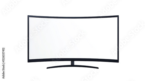 curved monitor with white screen on white background