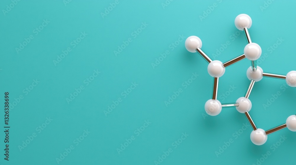 Obraz premium Molecular Structure Model on Teal Background for Science Concepts