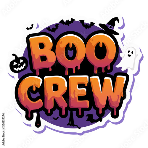 a festive Halloween-themed graphic with the words 