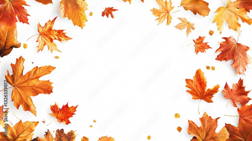 Fototapeta premium Vibrant Fall Leaves Set on Clean White Background for Creative Designs