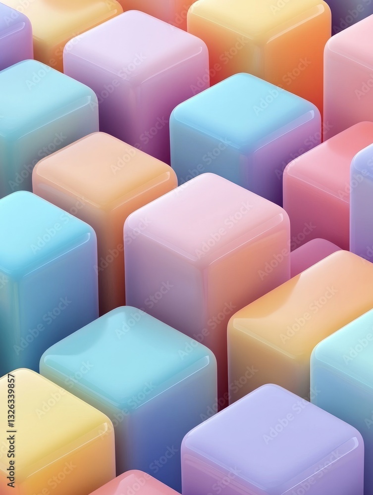 Fototapeta premium Colorful glossy cubes arranged in a repeating abstract pattern