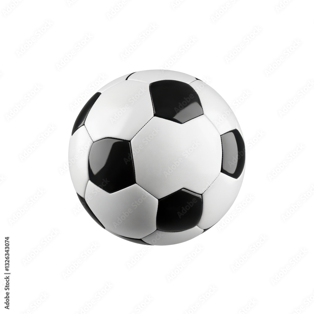 Fototapeta premium A black and white soccer ball is presented in isolation, showcasing its classic design intended for sports activities.