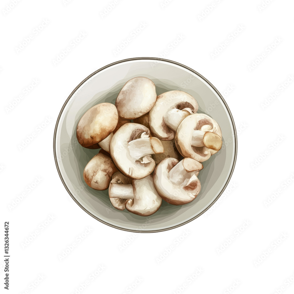 A variety of fresh mushrooms arranged neatly on a ceramic plate, viewed from above, highlighting their earthy tones and shapes. A variety of fresh mushrooms arranged neatly on a ceramic plate, viewed from above, highlighting their earthy tones and shapes.
