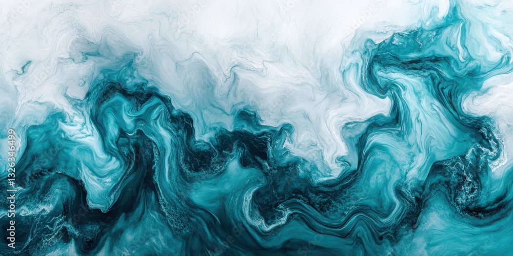 Abstract green and white ink or paint swirl, fluid art background, macro Abstract green and white ink or paint swirl, fluid art background, macro