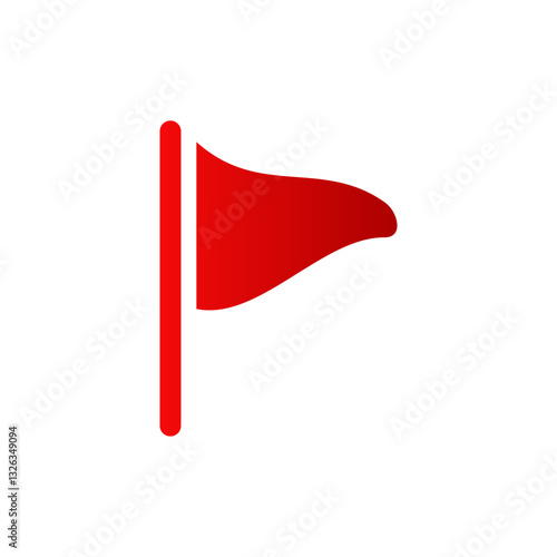 A bold red flag with a flowing design symbolizes caution or alert in a minimalist style.