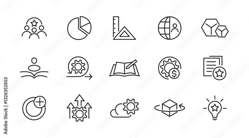 Innovation and Idea line icon set. Containing problem-solving, light bulb, idea, strategy, creativity, innovation, solution, investment, pitch, teamwork line icon set. UI thin line icon pack. Innovation and Idea line icon set. Containing problem-solving, light bulb, idea, strategy, creativity, innovation, solution, investment, pitch, teamwork line icon set. UI thin line icon pack.