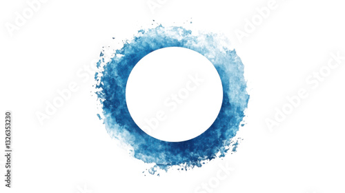 blue watercolor circle isolated on white background