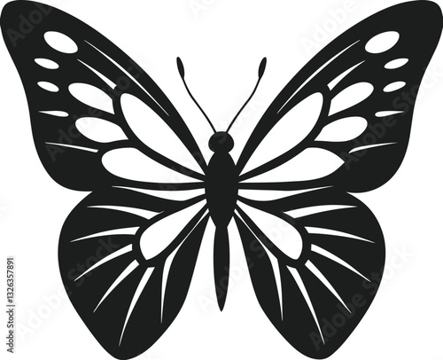 Intricate Butterfly Silhouette Vector – Elegant Spring-Inspired Design