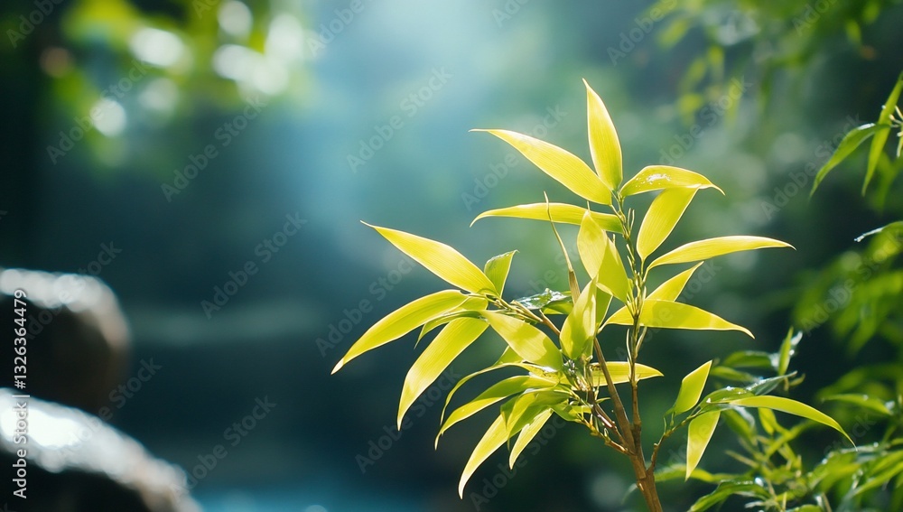 Obraz premium Sunlit Tropical Leaves in Lush Forest