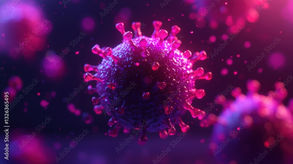 Fototapeta premium Colorful Virus Structure Under Microscope in Abstract Background