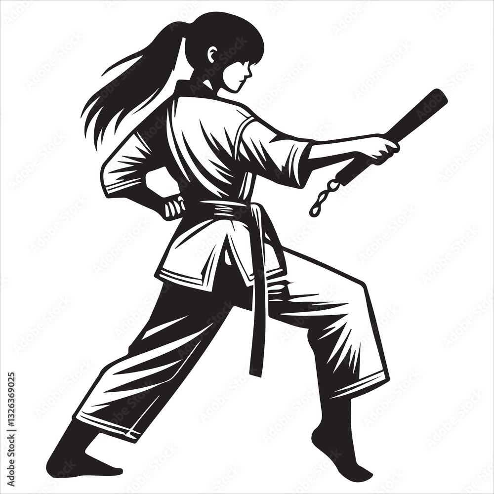 Fototapeta premium Martial Art Taekwondo Girl Design with Karate Influence