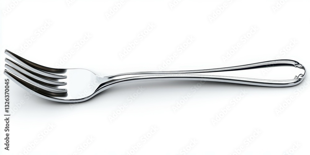 Fork with elegant design resting on a plain surface in a well-lit environment Fork with elegant design resting on a plain surface in a well-lit environment