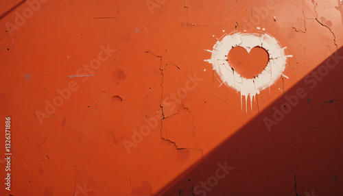 Orange Wall with Heart Shadow for Romantic and Emotional Designs
