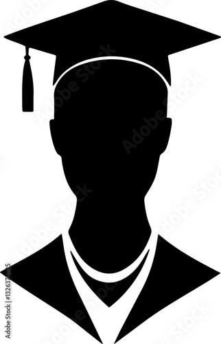 Silhouette of a graduate student in academic square cap, vector illustration
