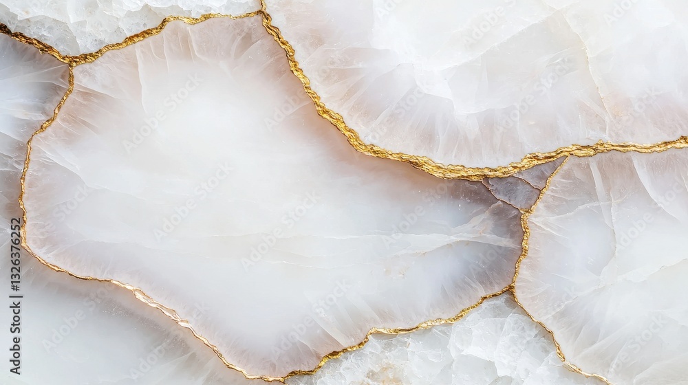Fototapeta premium Elegant Light Pink Geode Stone with Golden Edges in Natural Design
