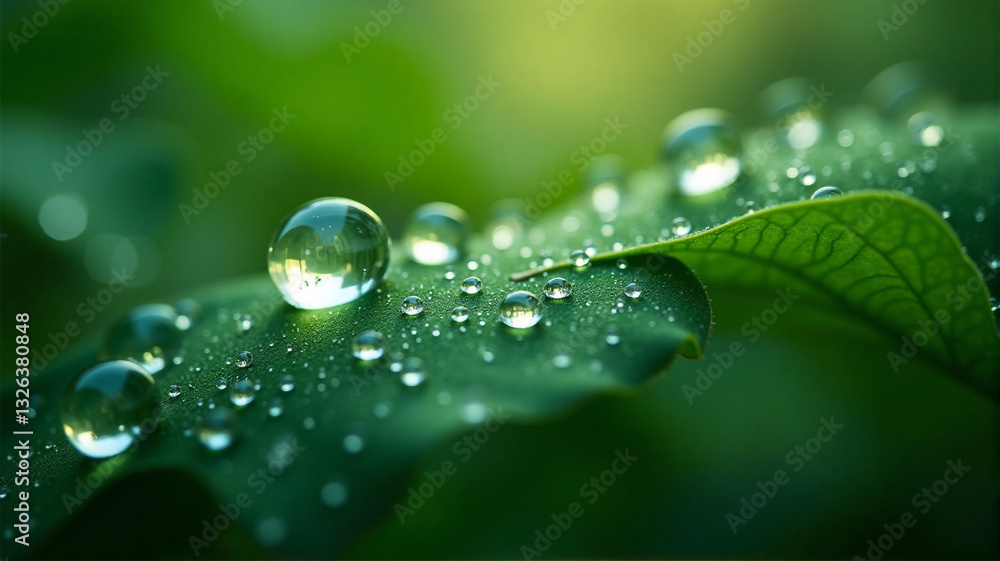 water drops on green leaf water drops on green leaf
