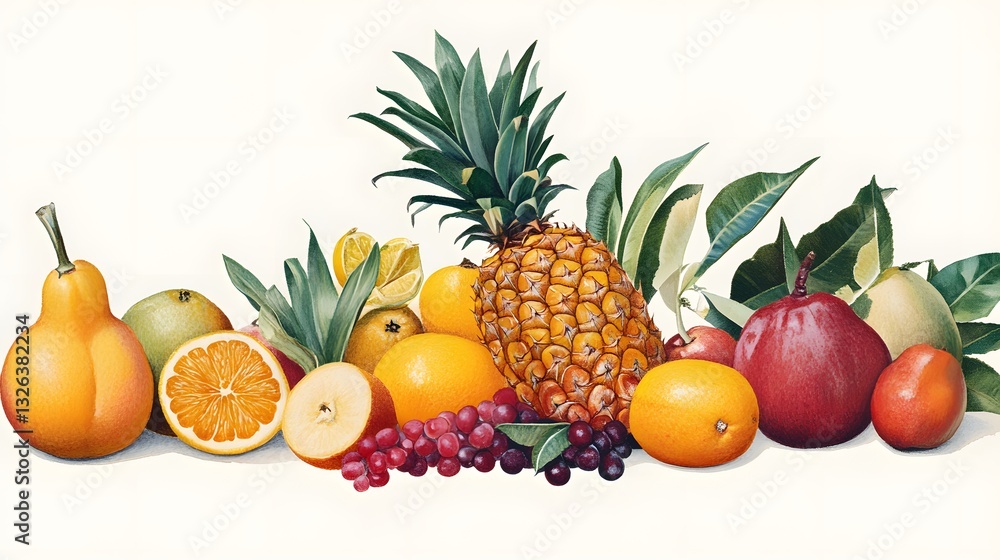 Vibrant Mature Tropical Fruits Set Illustration for Creative Projects Vibrant Mature Tropical Fruits Set Illustration for Creative Projects