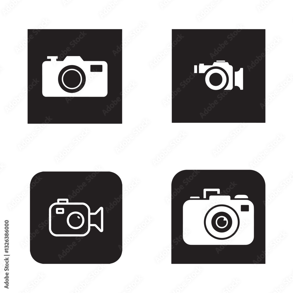Simple Black Icons set vector of Various Cameras and a Photo Printer
Simple Black Icons set vector of Various Cameras and a Photo Printer