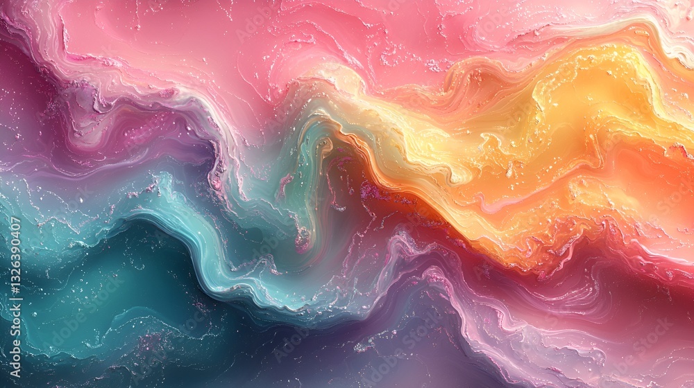 Obraz premium Abstract paint swirls, vibrant colors, fluid art, colorful background, digital design