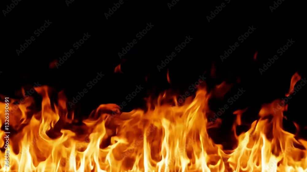Wall of Fire with Intense Flames Against a Dark Background Wall of Fire with Intense Flames Against a Dark Background