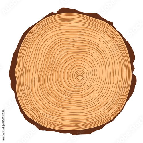 Vector saw crosscut tree trunk