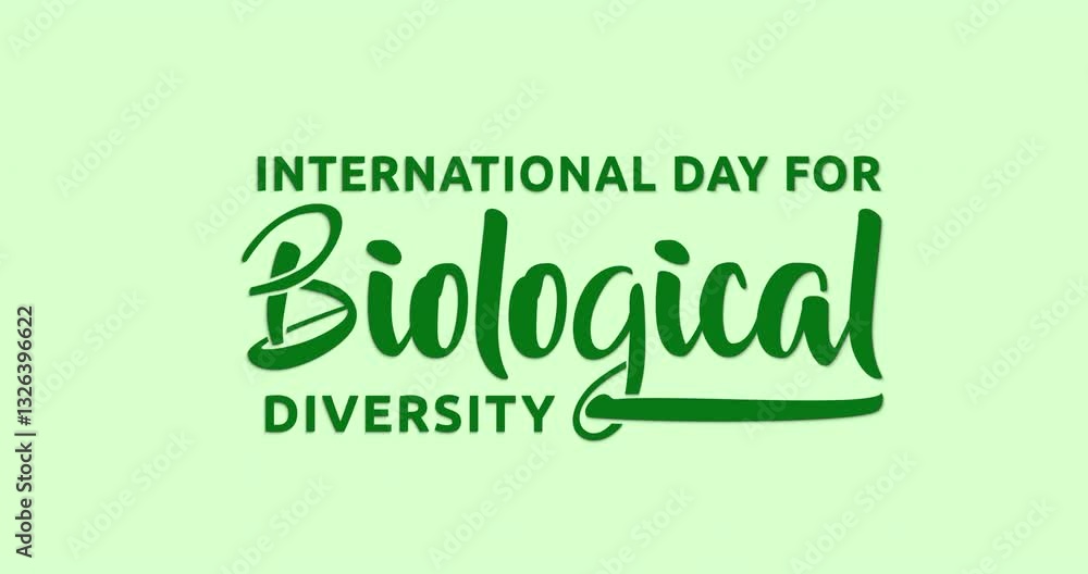 International Biological Diversity text animation on the light green screen with alpha channel. Handwritten calligraphy with smooth animation. Perfect for environmental awareness and conservation International Biological Diversity text animation on the light green screen with alpha channel. Handwritten calligraphy with smooth animation. Perfect for environmental awareness and conservation