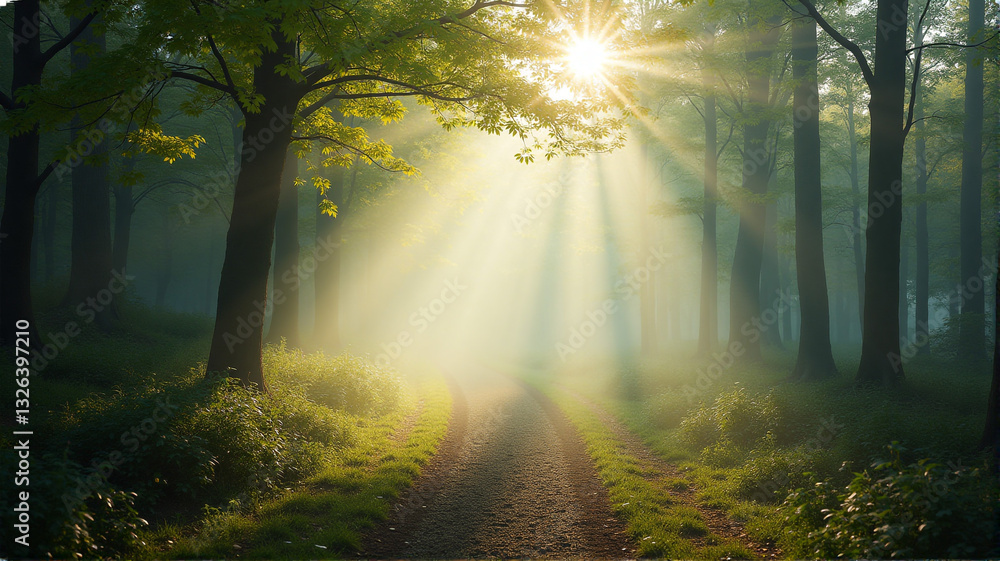 Obraz premium sun rays in the forest