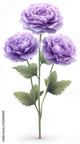 Delicate purple roses with lush green leaves, perfect for spring decoration, floral designs, or romantic gifts.