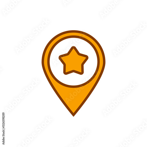 Icon of a location pin featuring a star. useful for navigation apps or indicating favorite places.