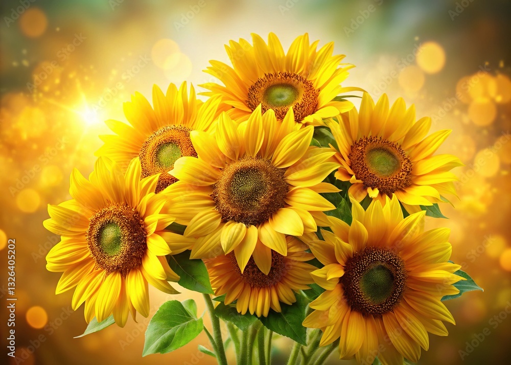 Fototapeta premium Happy Birthday Mom Sunflower Bouquet