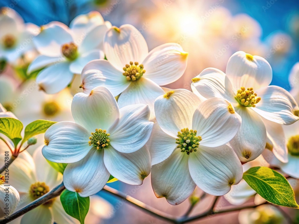 Fototapeta premium White Dogwood Blossoms - Springtime Beauty