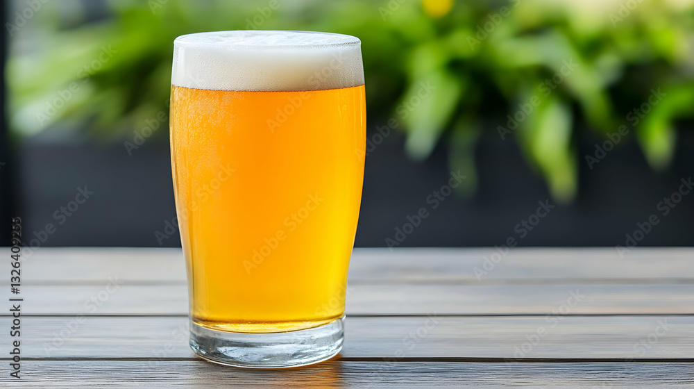 Light beer in a tall glass, ready to be enjoyed outdoors Light beer in a tall glass, ready to be enjoyed outdoors