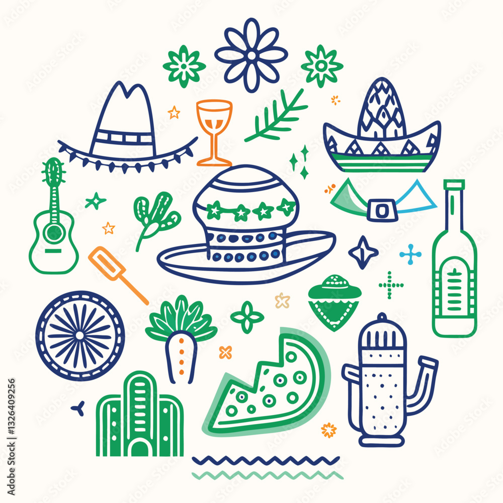 Fototapeta premium Memorial day vector illustration icon elements symbols