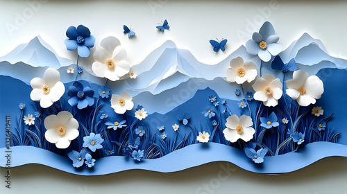 Floral mountain landscape