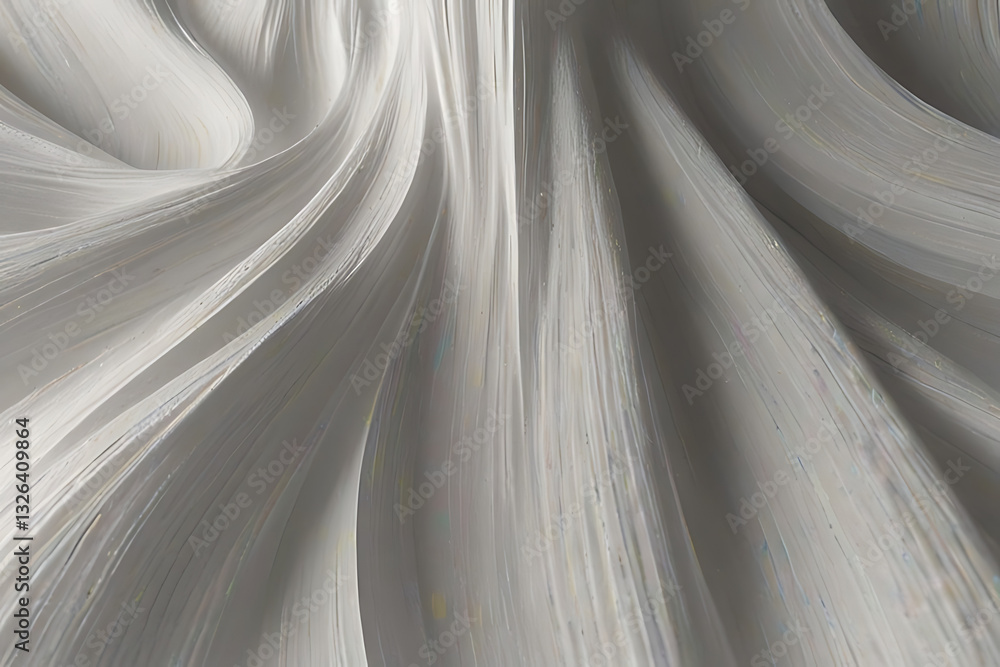 Obraz premium Elegant white silk and satin fabric flowing with smooth texture and soft curves, creating a luxurious and shiny backdrop.
