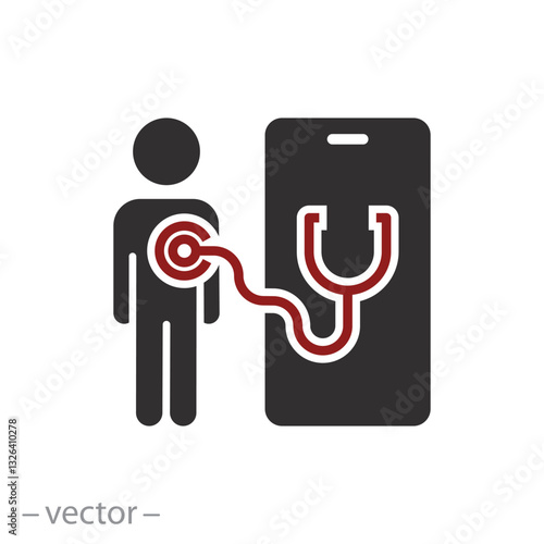 medical consultation app for patient meeting, doctor icon, clinic service on a smartphone, flat vector illustration