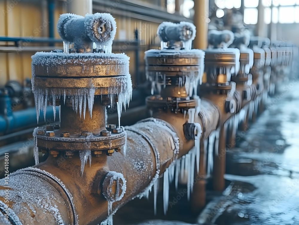 Fototapeta premium Frozen Industrial Piping