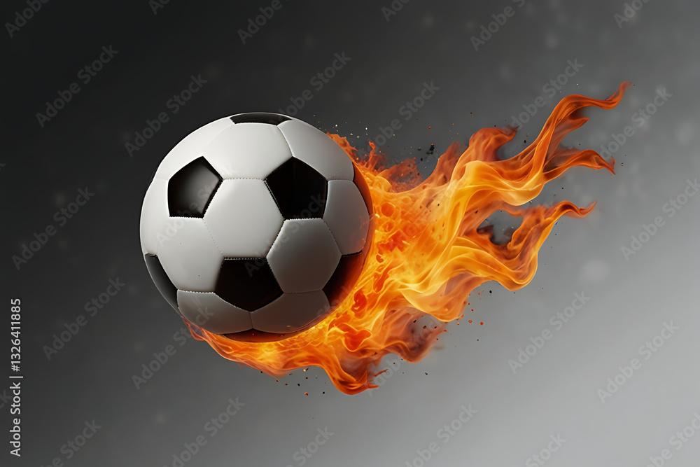 Fototapeta premium Burning soccer ball in flames during a game.