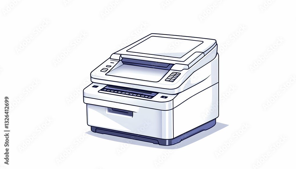 Modern all-in-one printer illustration Modern all-in-one printer illustration