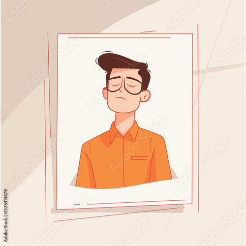 Design a poster with a drowsy employee in the center. The surrounding area should be blank, in a simple cartoon sketch style.

