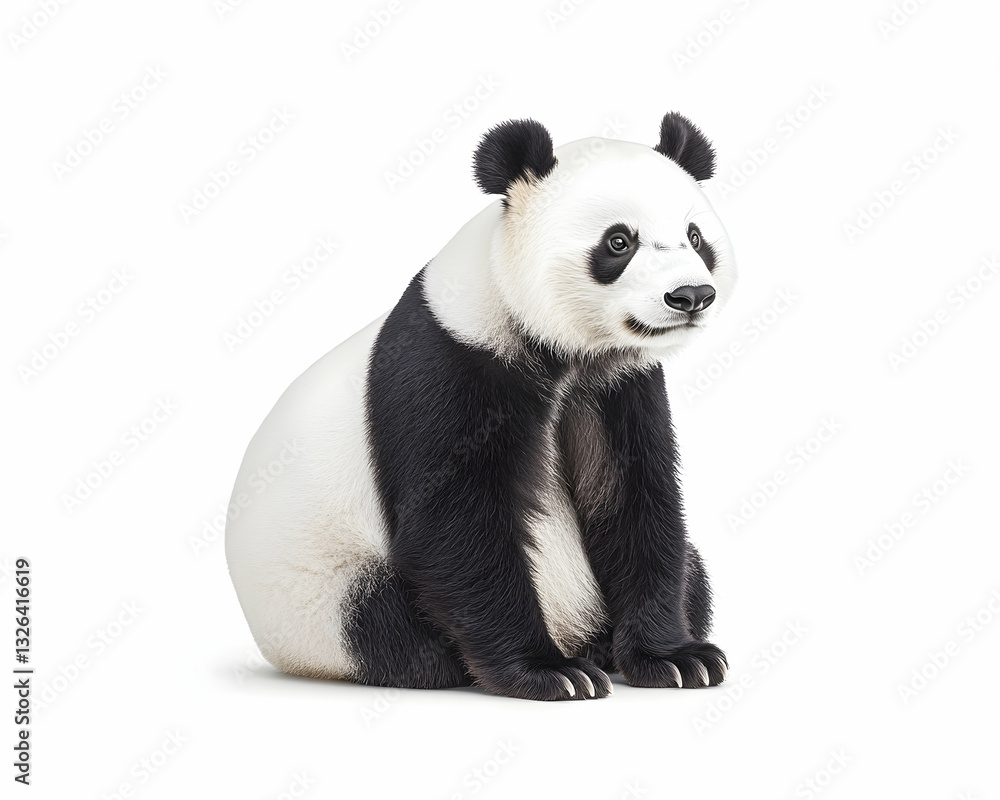 Panda sitting, profile view Panda sitting, profile view