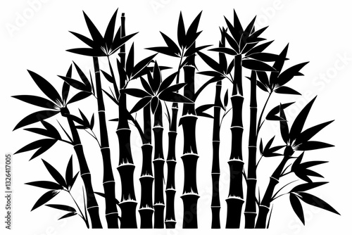 bambus line art silhouette vector illustration