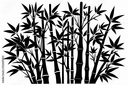 bambus line art silhouette vector illustration