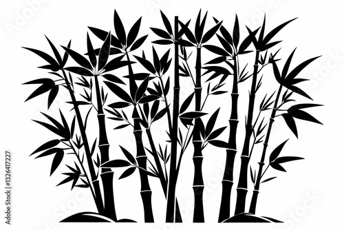 bambus line art silhouette vector illustration