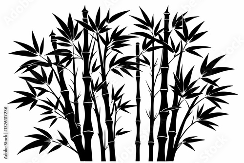 bambus line art silhouette vector illustration